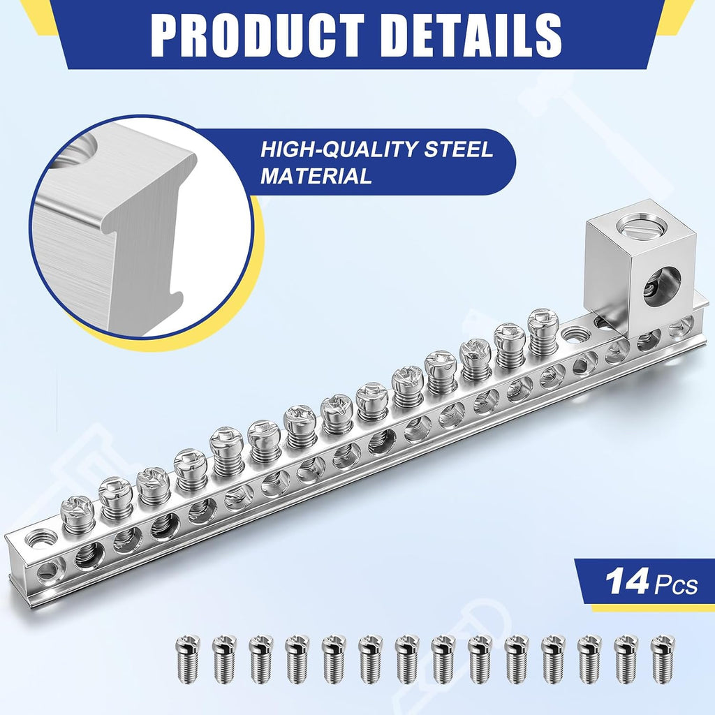 Relaxweex 2 Sets Ground Bar Kit with 14 Terminal Positions & Ground Lug