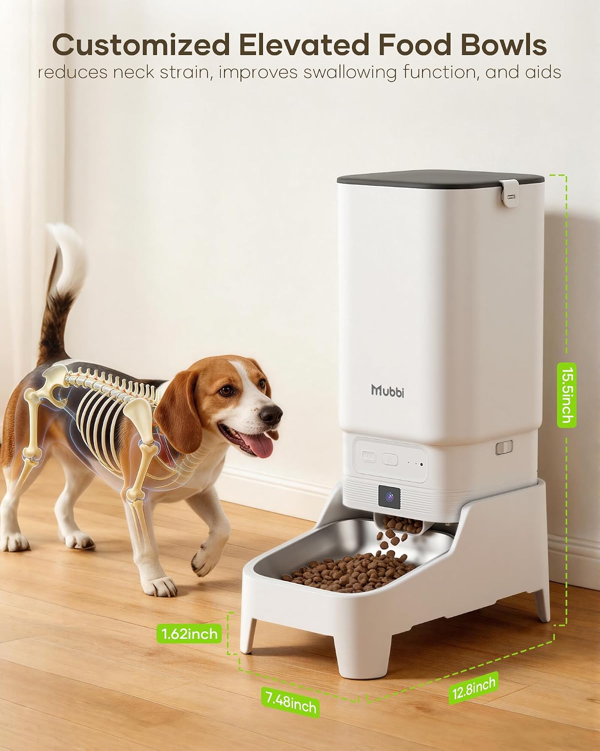 Automatic Cat Feeder with Camera - 7L/29 Cups Auto Dog Feeder with Large Food Tray & 1080P Night Vision, Elevated
