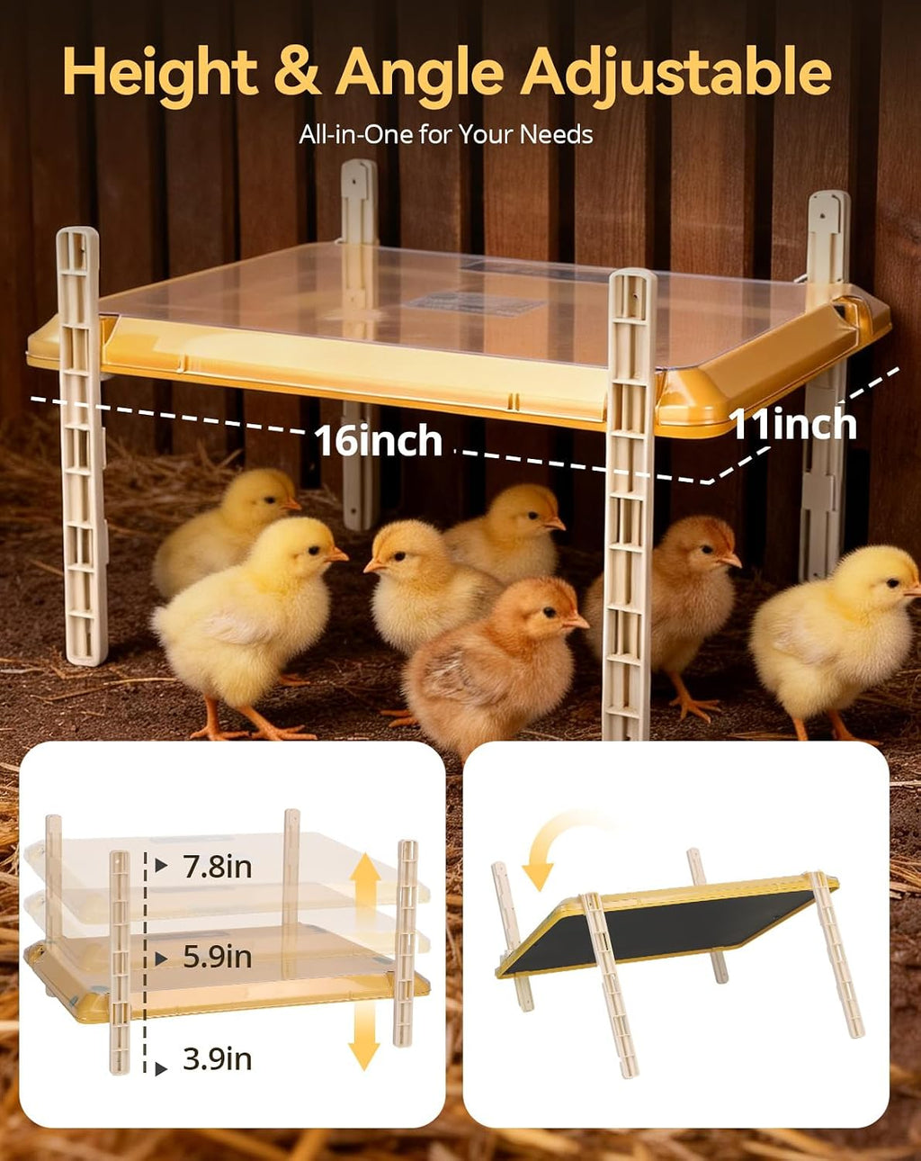 Smart Chicken Brooder Heater, 16"x11" Chick Heat Plate