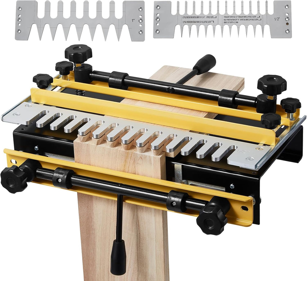 Dovetail Jig, 12 in Width, Dove Tailing Router Jigs with 4 Router Bits & 3 Templates, Precise Alignment Dove Tail