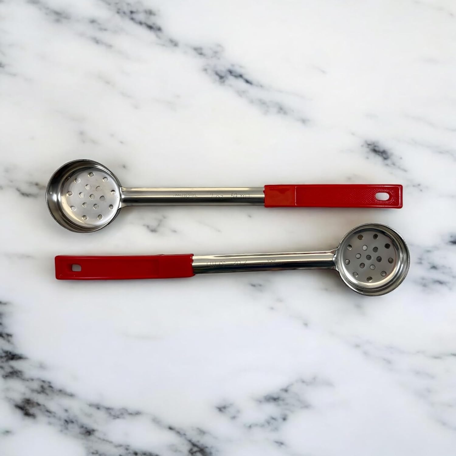 2 oz Slotted Stainless Steel Portion Control Ladle Spoodle - [Pack of 2] | Commercial-Grade Spoodle for Portioning