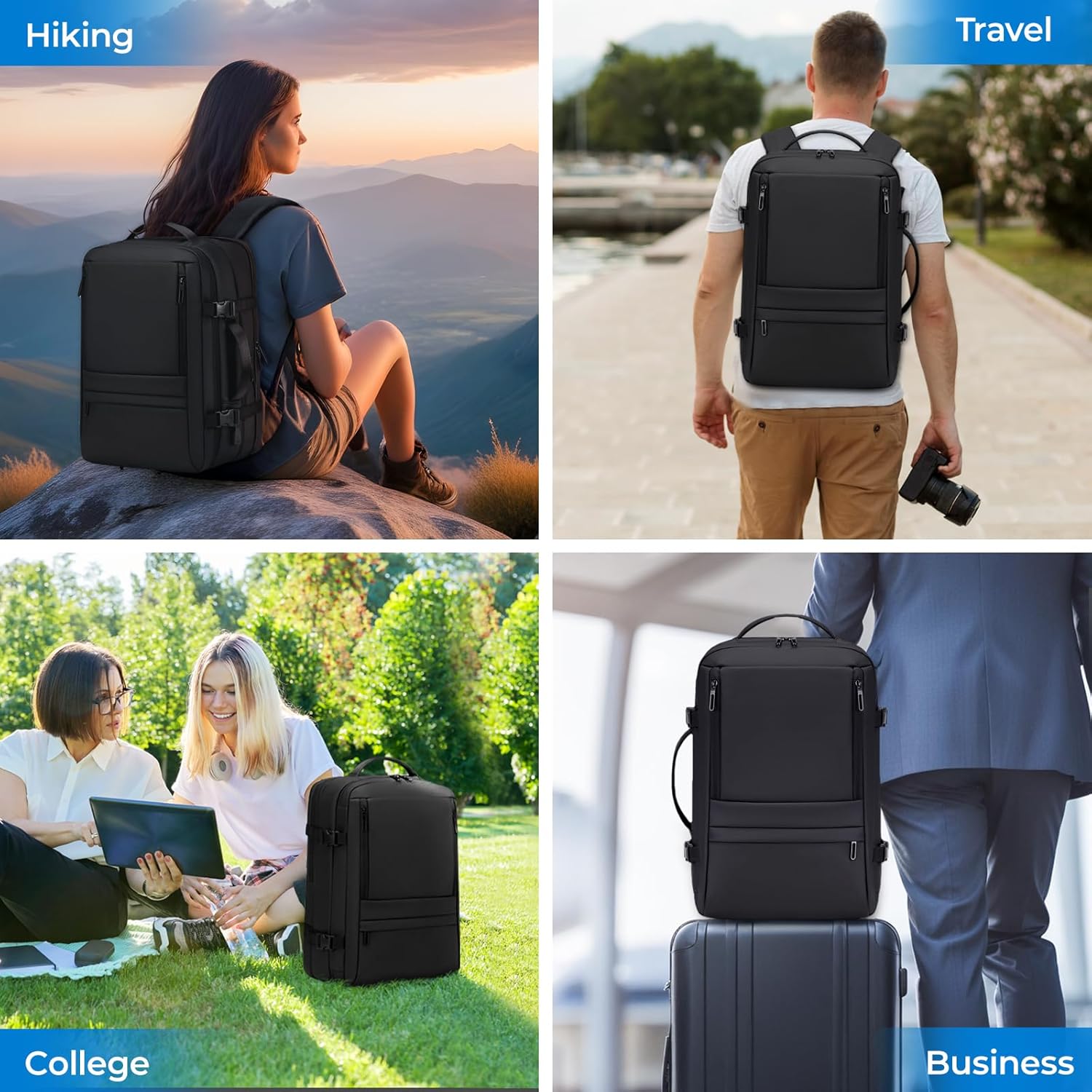 Carry On Travel Backpack for Airplanes | 35L Suitcase Backpack Luggage Business Weekender Bag - Expandable Travel