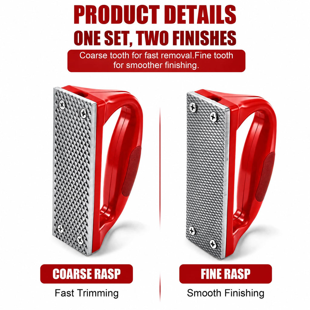 2 Pcs Hoof Rasp Set for Horse Goat Hooves, Easy-Grip Handle, Red