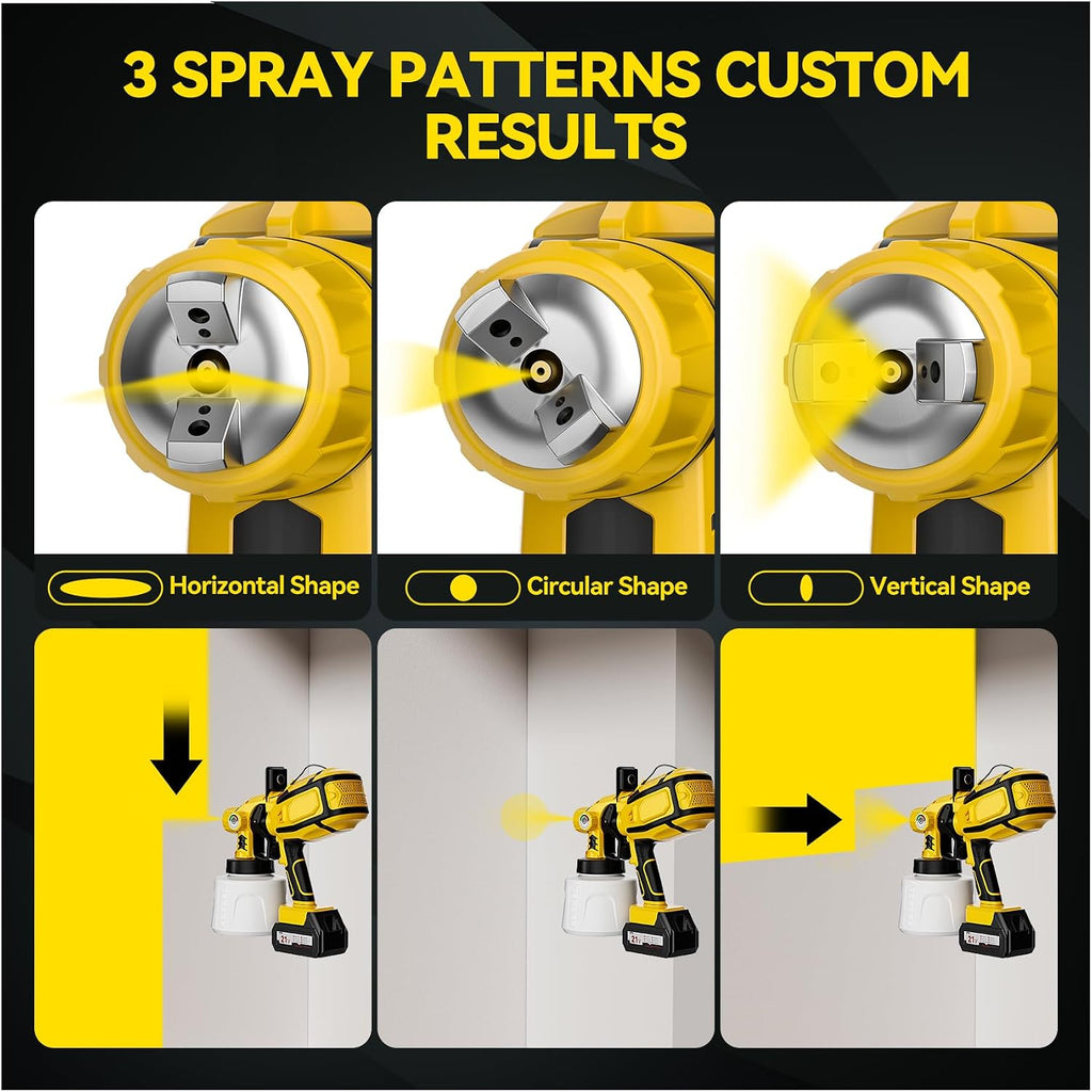 Cordless Paint Sprayer with LED Light, HVLP Spray Compatible with DEWALT 20V Battery, 1400ml Container, 4 Brass