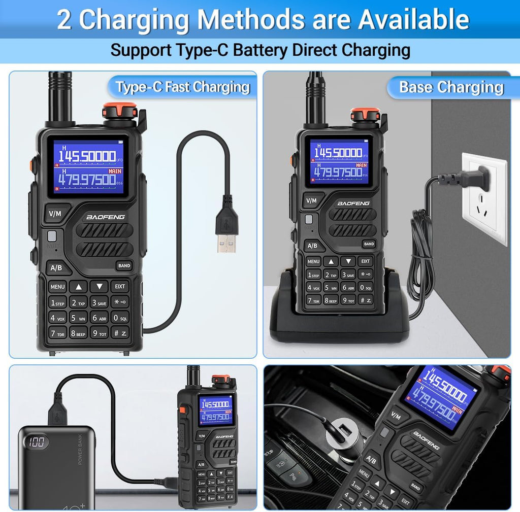 K5PLUS Radio Ham Radio 10W Rechargeable Walkie Talkies Long Range UV32 5RM Handheld Two Way Radio NOAA Weather Radio
