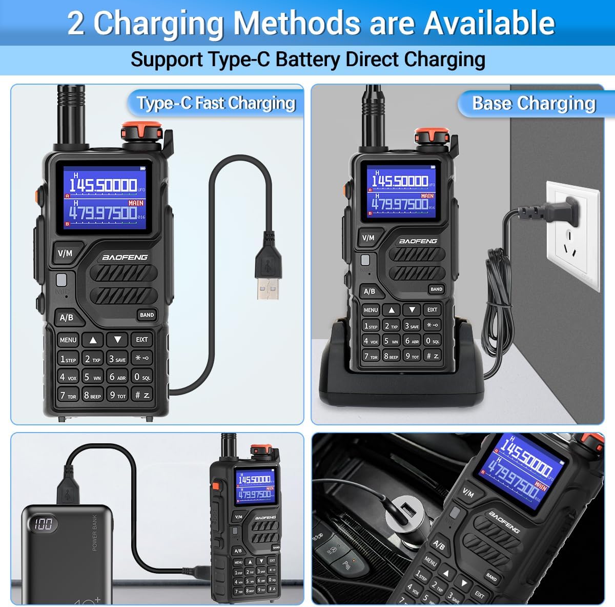K5PLUS Radio Ham Radio 10W Rechargeable Walkie Talkies Long Range UV32 5RM Handheld Two Way Radio NOAA Weather Radio