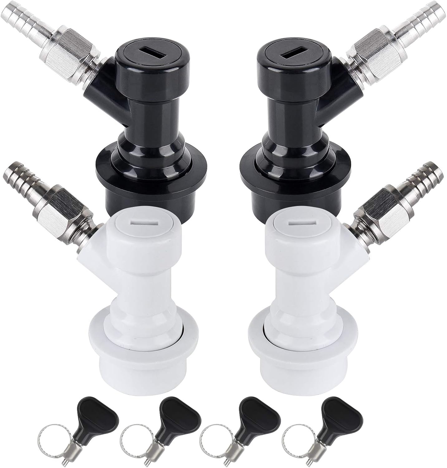 2 Pairs Ball Lock Disconnect Set, 5/16''Gas 1/4''Liquid Barb Fitting | Ball Lock Keg Connectors Cornelius Corny Keg