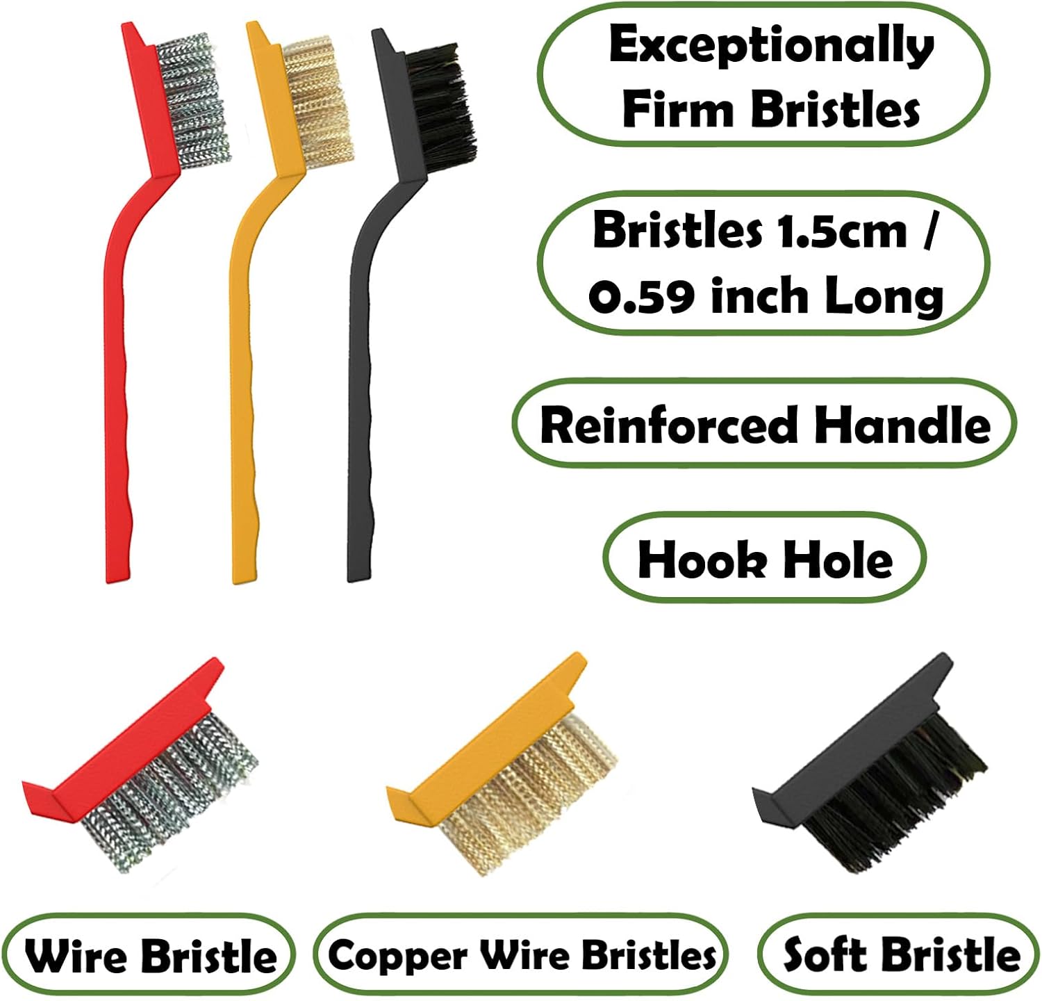 Crevice Cleaning Brush Set, Multi-Purpose Hard Bristle Brushes for Deep Cleaning Kitchen, Bathroom, Grout, Sink, Cup