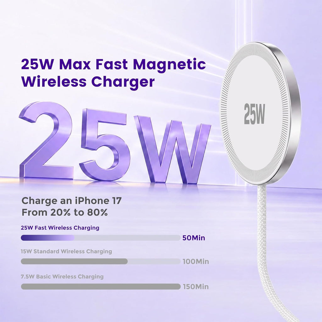 MagSafe 25W Wireless Charger for Apple Magnetic Fast Charging Pad | Compatible for iPhone 17 17e 16 16e 15 14 13 12