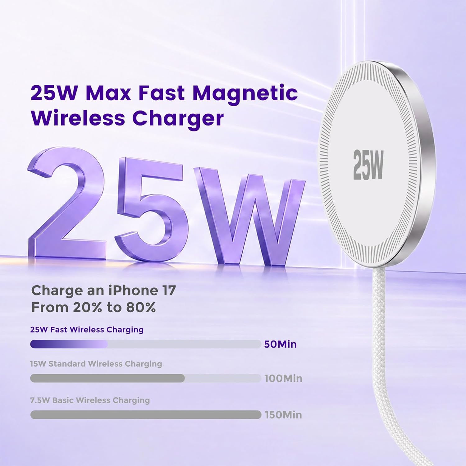 MagSafe 25W Wireless Charger for Apple Magnetic Fast Charging Pad | Compatible for iPhone 17 17e 16 16e 15 14 13 12