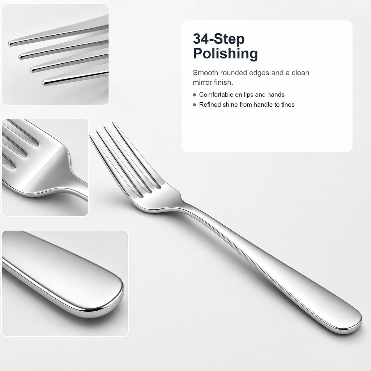 12 Piece Dinner Forks Set, 18/10 Stainless Steel Forks Silverware, 8 Inch