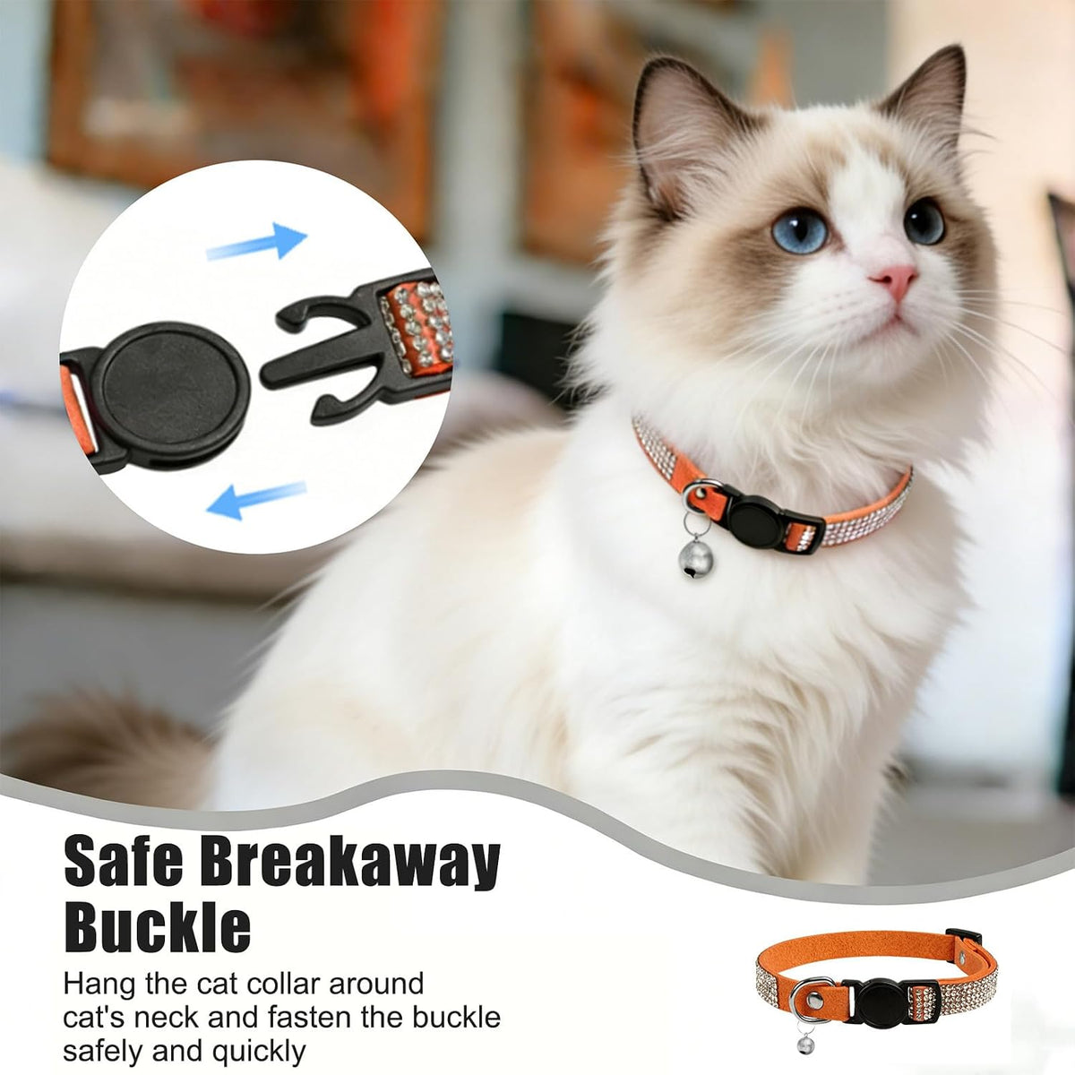 Rhinestone Cat Collar Breakaway (Orange)