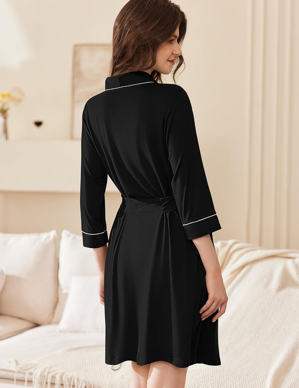 Women Robes Bathrobe Short Kimono Robe Soft Bathrobes with Pockets