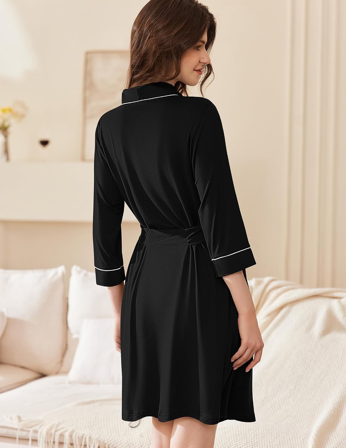Women Robes Bathrobe Short Kimono Robe Soft Bathrobes with Pockets