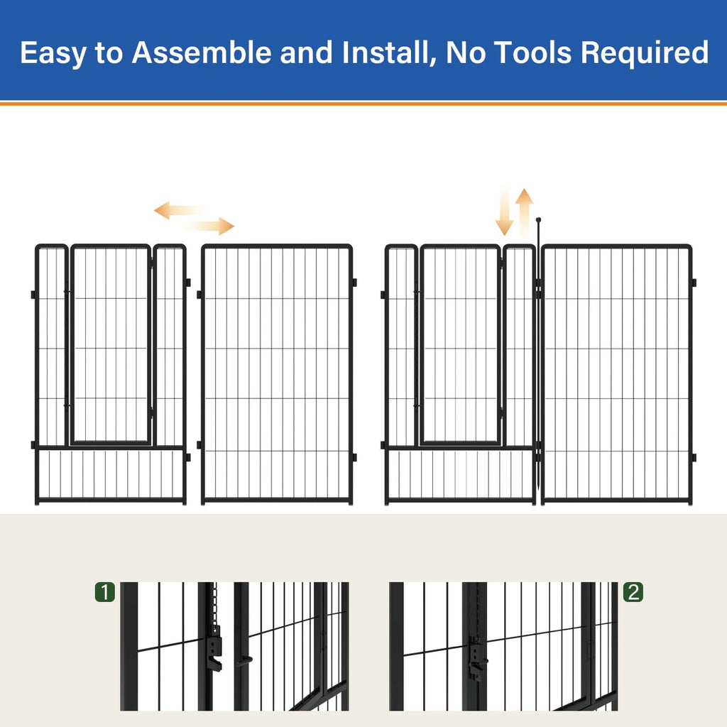 Dog Playpen 42 inch 8 Panels for Indoor & Outdoor Use – Heavy-Duty Metal Pet Fence with Ground Stakes, Rounded Ball