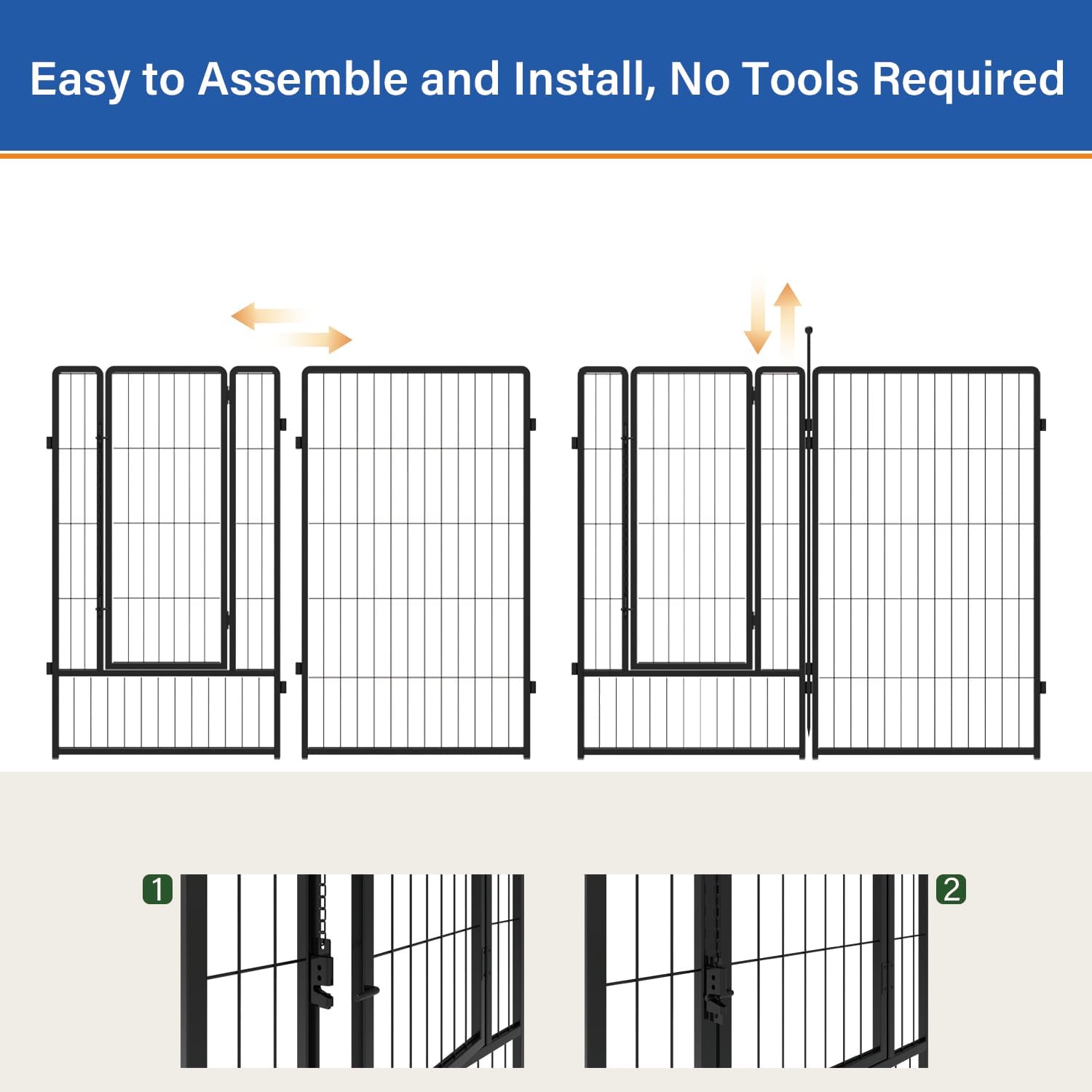 Dog Playpen 42 inch 8 Panels for Indoor & Outdoor Use – Heavy-Duty Metal Pet Fence with Ground Stakes, Rounded Ball