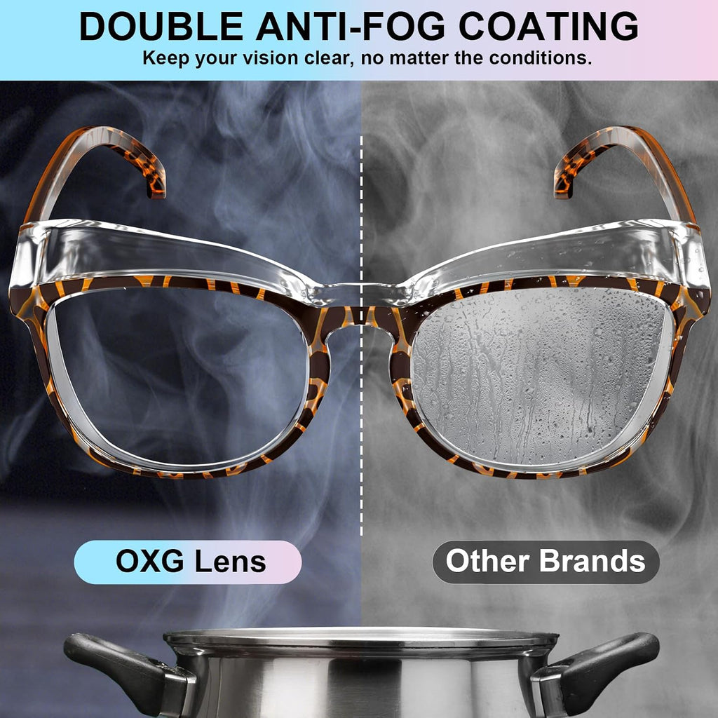 3 Pack Stylish Safety Glasses, ANSI Z87+ Anti Fog Safety Goggles Blue Light Blocking Protective Eyewear for Nurses