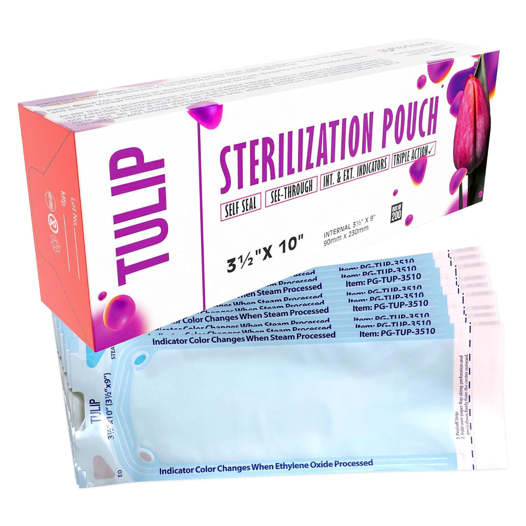 Self Sealing Sterilization Pouch 3.5" x 10" (200 Pack) - Autoclave Sterilizer Bags for Clean Tools - Dental and Nail