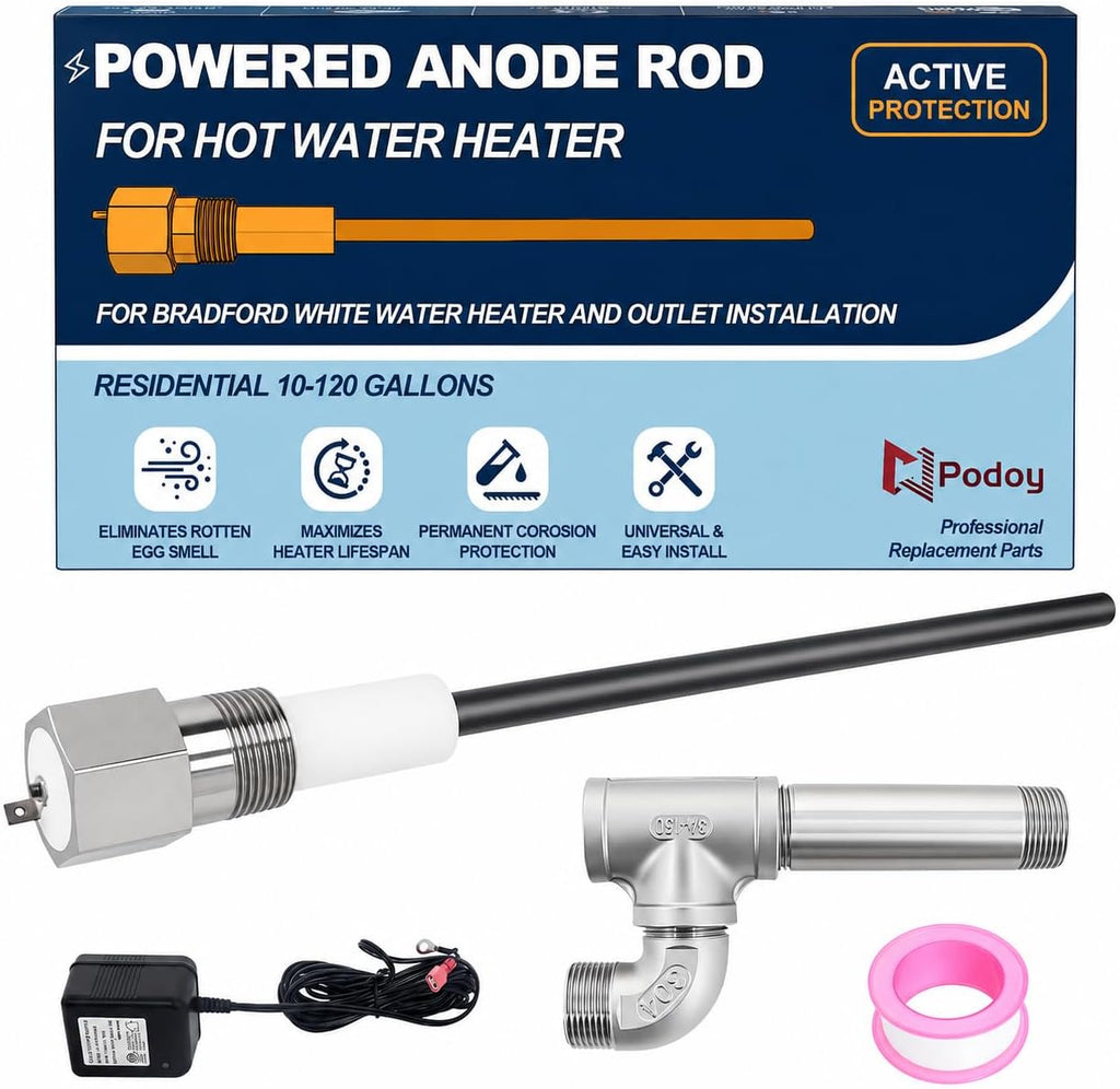 Powered Titanium Anode Rod Compatible with Bradford White Water Heaters