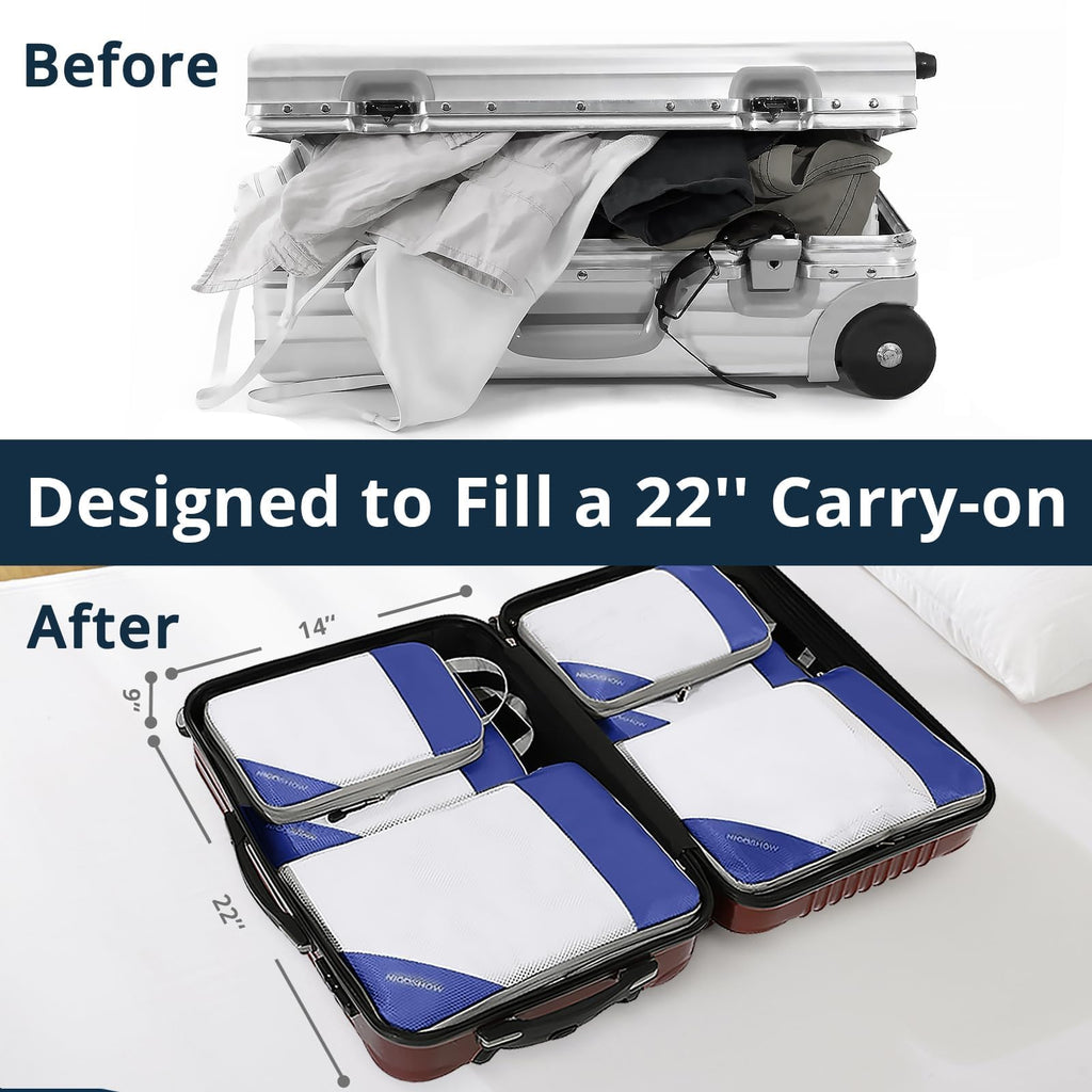 Compression Packing Cubes 6 Set, Compressible Space-Saving Packing Cubes for Travel - Compression Bags, Luggage