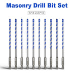 10 Pack 3/16 inch Concrete Drill Bit Set,Masonry Drill Bit Set