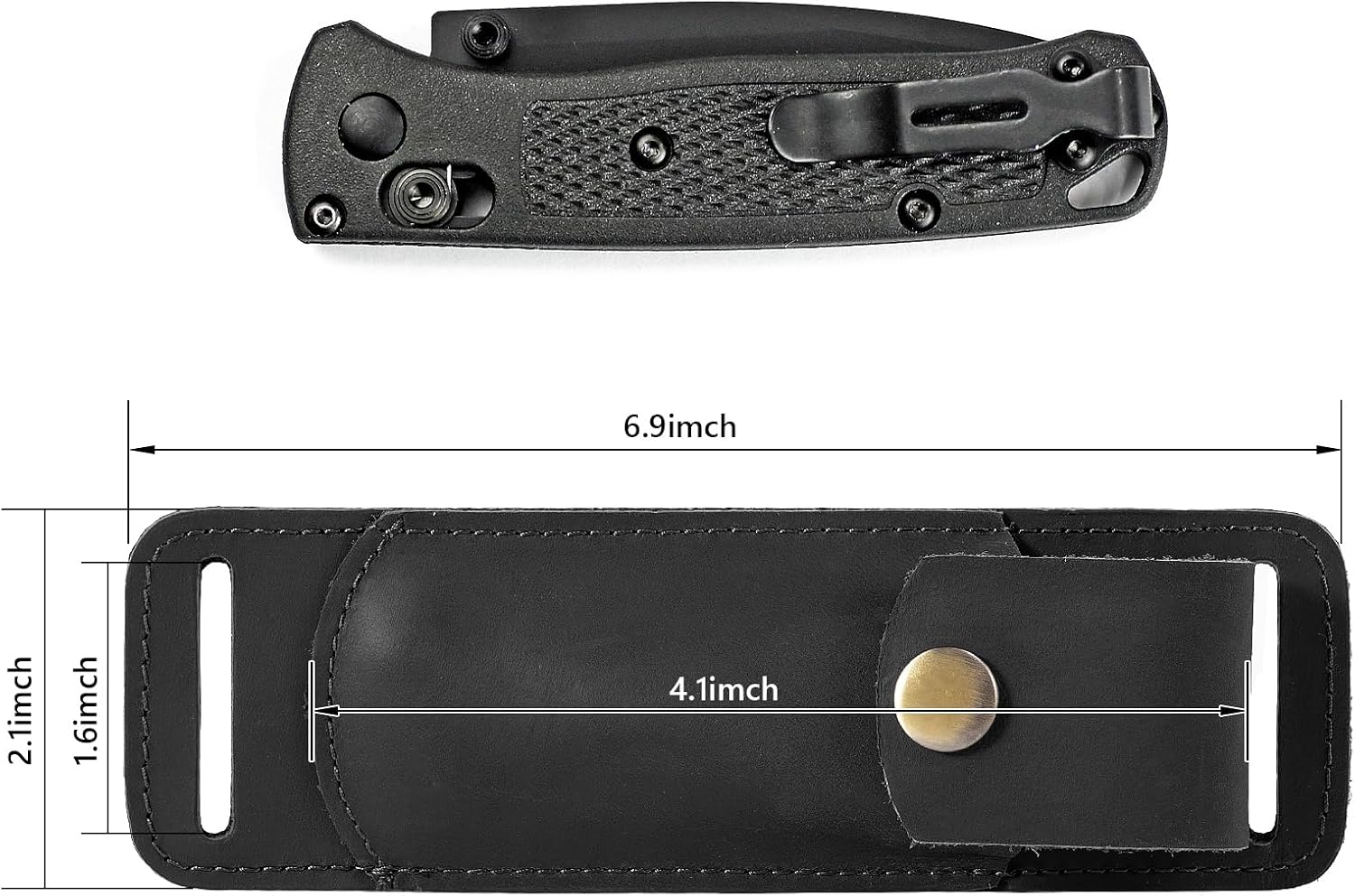 Knife Sheath,Belt Buckle Knife Sheath,Leather Knife Sheaths for Belt,Pocket Knife Folding EDC Belt Knife Holster,Open