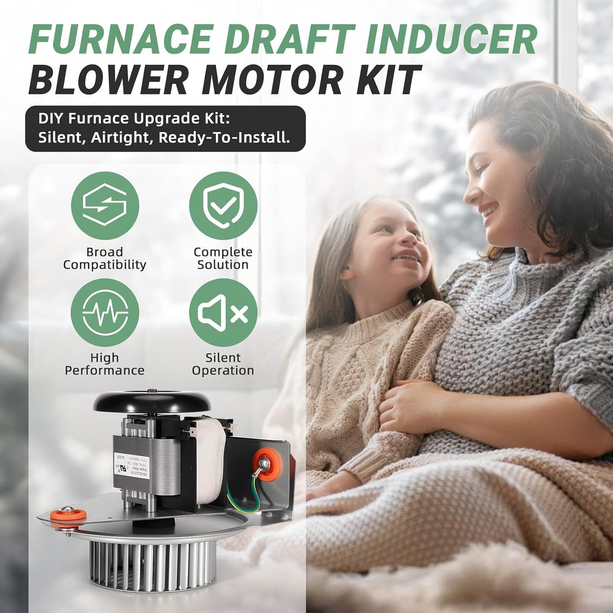 J238-150-1571 Furnace Draft Inducer Motor, Fit for Bryant/Carrier/Jakel Furnace Inducer Motor - Replace HC21ZE117, 318984-753 Furnace Fan Blower - with Blower Wheel & Mounting Bracket