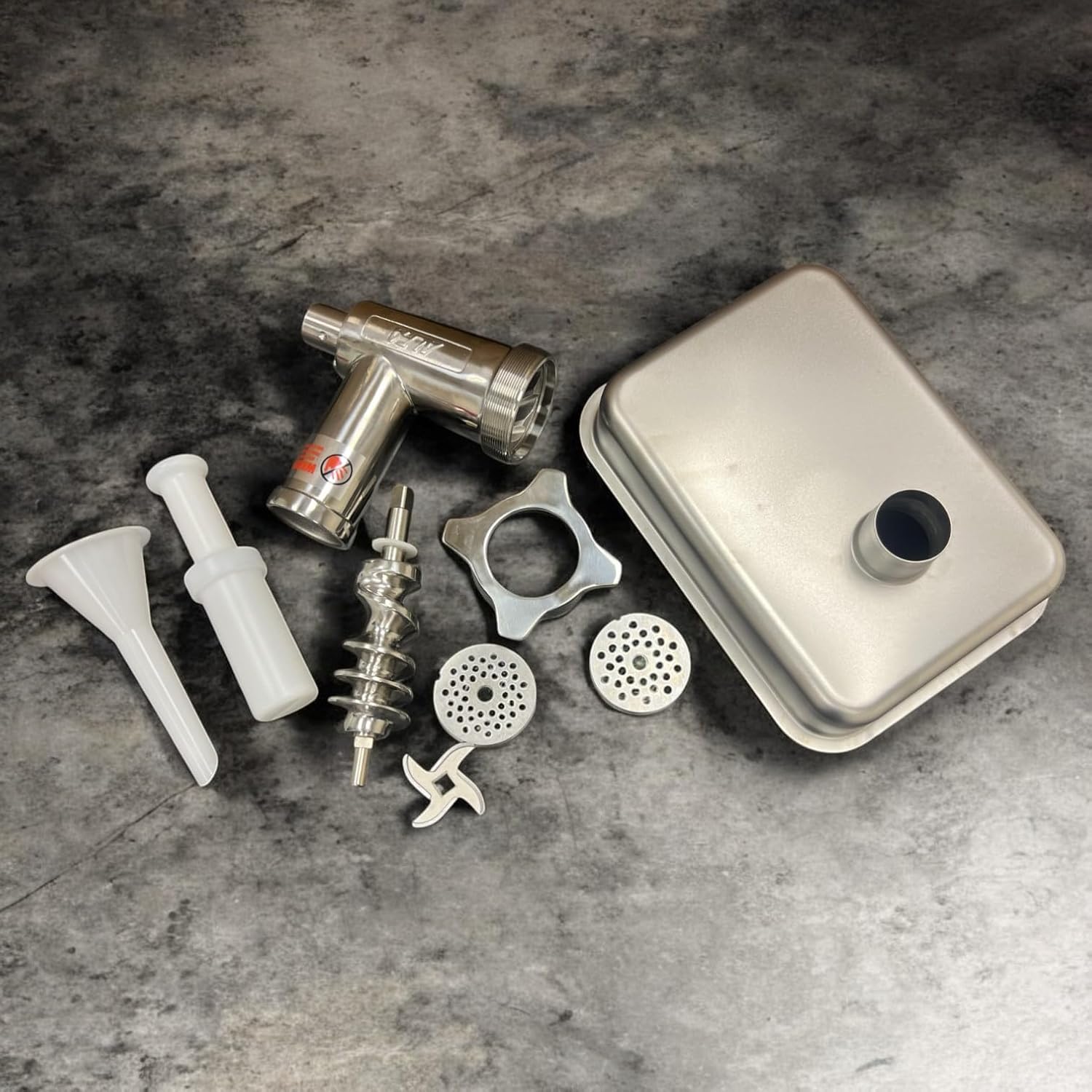 22 SS CCA Complete #22 Stainless Steel Meat Grinder Attachment | Complete Meat Grinder Attachment for #22 Power Hub
