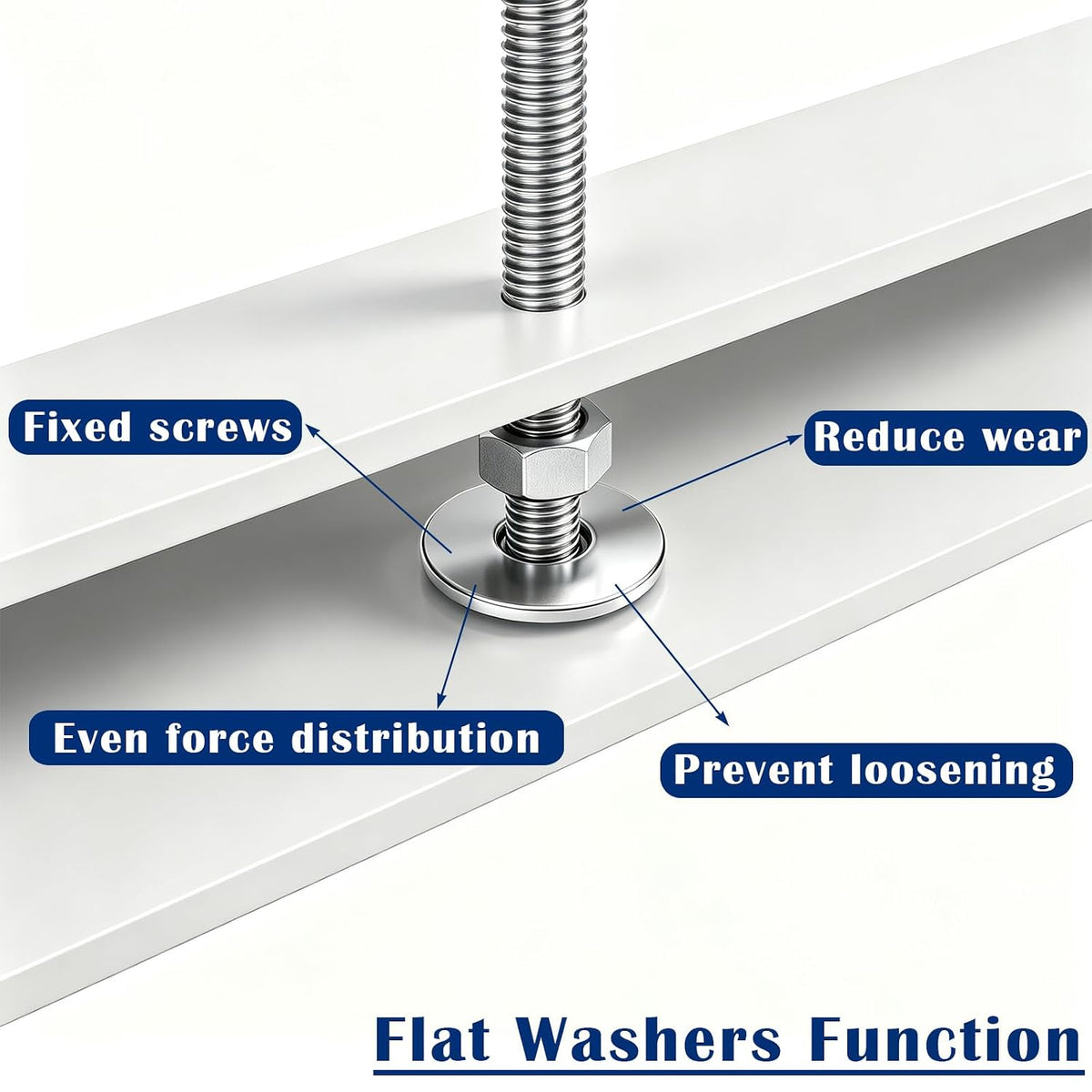 290 Pcs Flat Washers for Screws, Stainless Steel Fender Washers Assortment