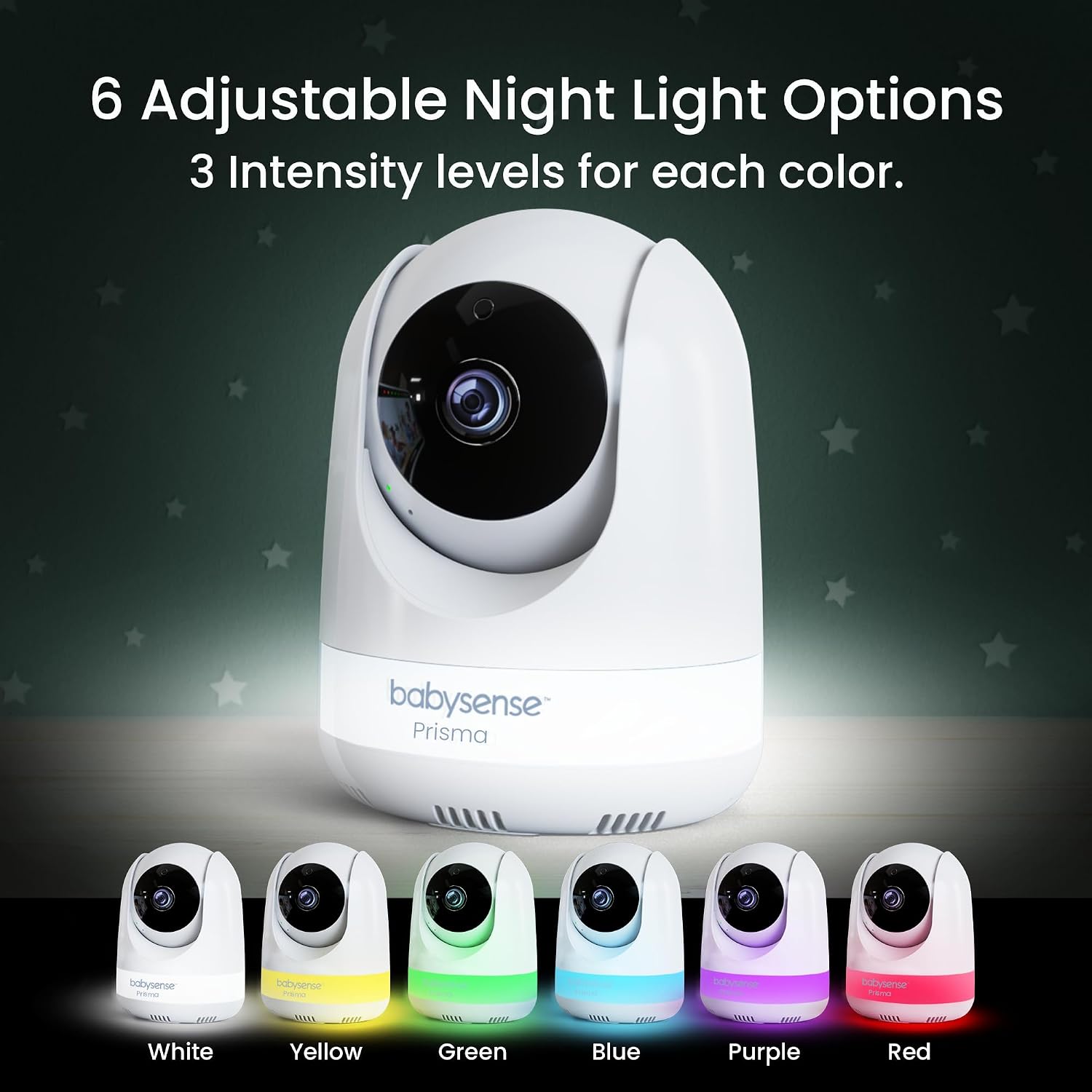 Prisma Baby Monitor with Camera and Audio, No WiFi 5” HD Video Baby Monitor, 6-Color Night Light, Split Screen
