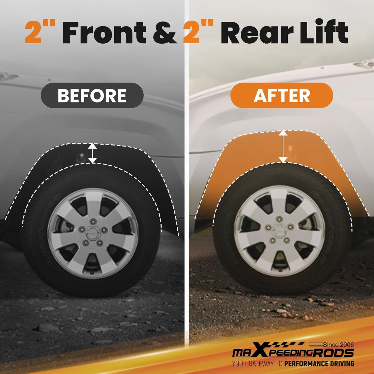 maXpeedingrods 2" Front & Rear Lift Kit for Subaru Legacy/Outback 2010-2015, for Subaru BRZ 2013-2016, for Scion FRS 2013-2018, Aluminum Strut Spacers