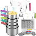 Magnetic Measuring Cups and Spoons Set, 5 Stainless Steel Measuring Cups for Dry and Liquid Ingredients, 7 Magnetic