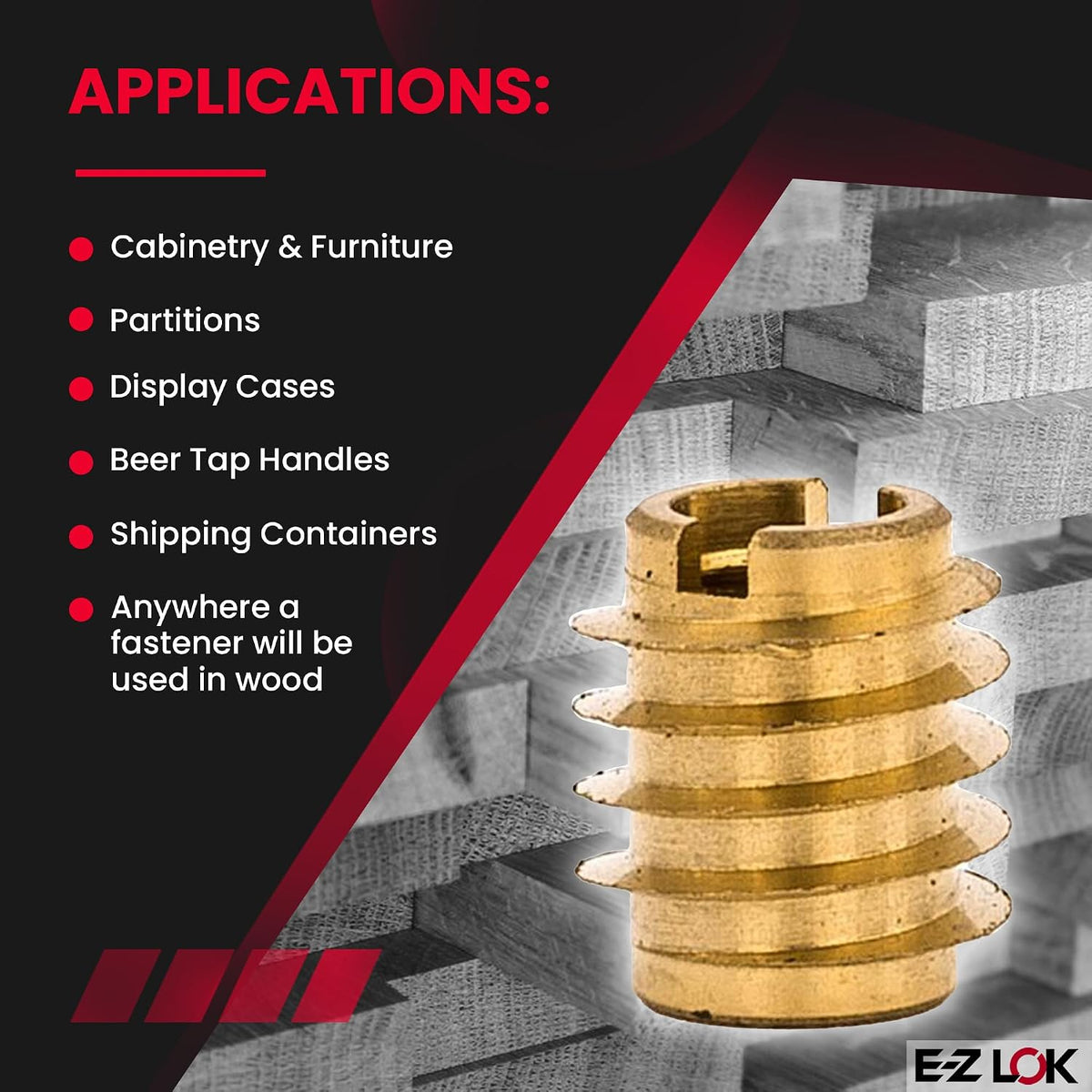 E-Z LOK Knife Thread Insert for Hard Wood, M4-0.7, 0.375 in, 10 ct