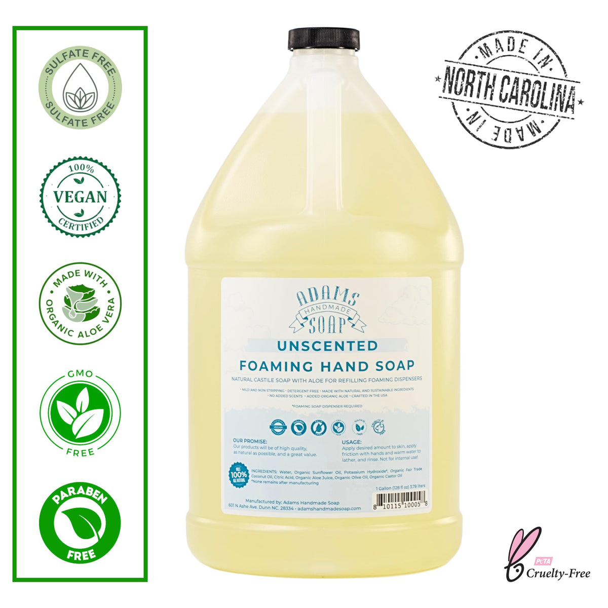 Thin Castile Foaming Liquid Hand Soap 1 Gallon Refill - Unscented