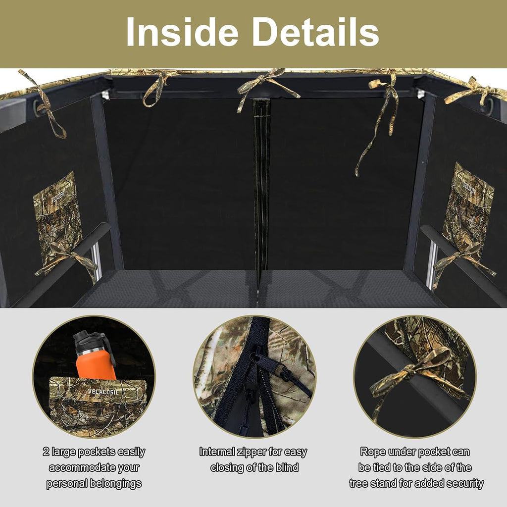 Tree Stand Blind Kit For Deer Hunting 138'' X 35.4'' Universal 2 Man | Silent Tree Stand Skirt Camo Treestand Blind