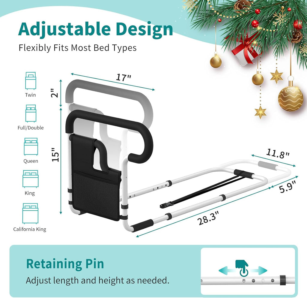 Bed Rails for Elderly Adults Safety, Adjustable Bed Rail for Elderly, Bed Assist Rail for Senior with 2 Bag, Fit Most