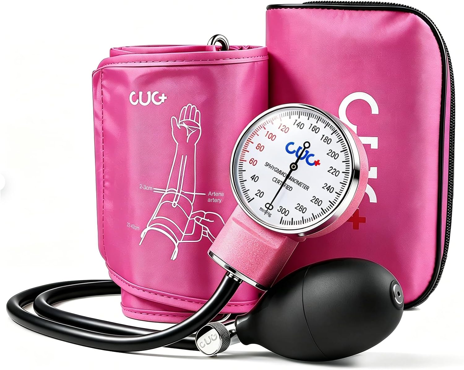 Manual Blood Pressure Cuff, Aneroid Sphygmomanometer | 9–17 in D-Ring Arm Cuff, Carrying Case Included, Stethoscope