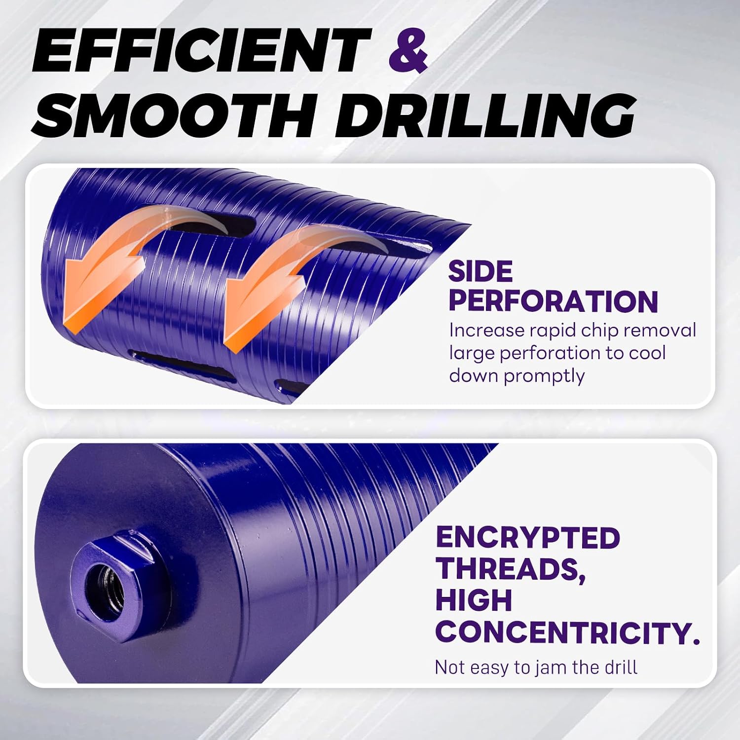 1-1/2" Core Drill Bit with Pilot Bit & Adapters(SDS Plus and 1/2" Hex), 5/8"-11 Thread, 9.5" Depth, Upgraded-Welded