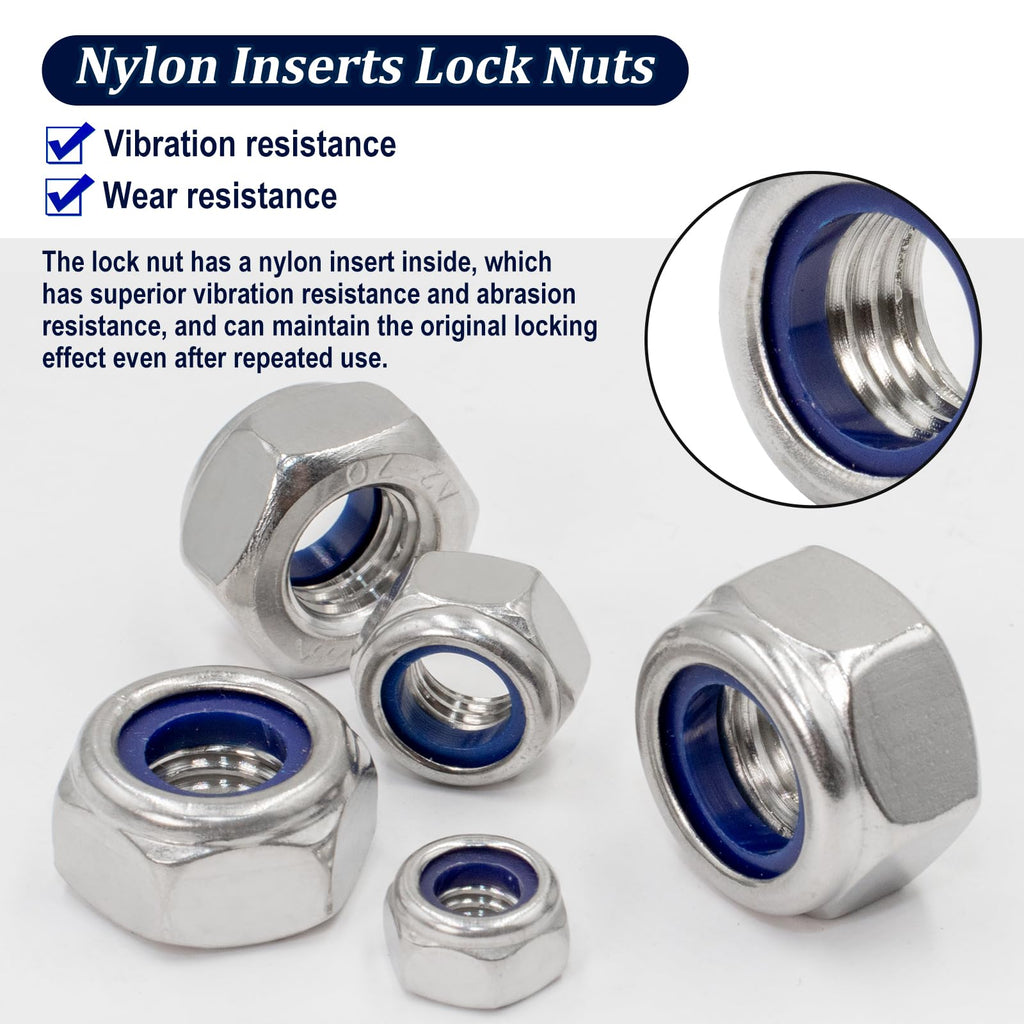 360Pcs Metric Hex Nut & Lock Nuts Assortment Kit (M3-M12) Hardware Nut