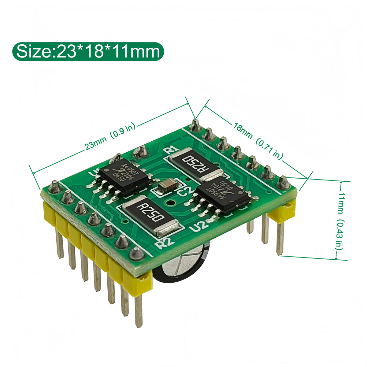 Yuuhseel 2‑Pack A4950 Dual‑Channel DC Brushed Motor Driver Board, Pre‑Soldered Pins, Compatible with Arduino, Raspberry Pi, ESP32