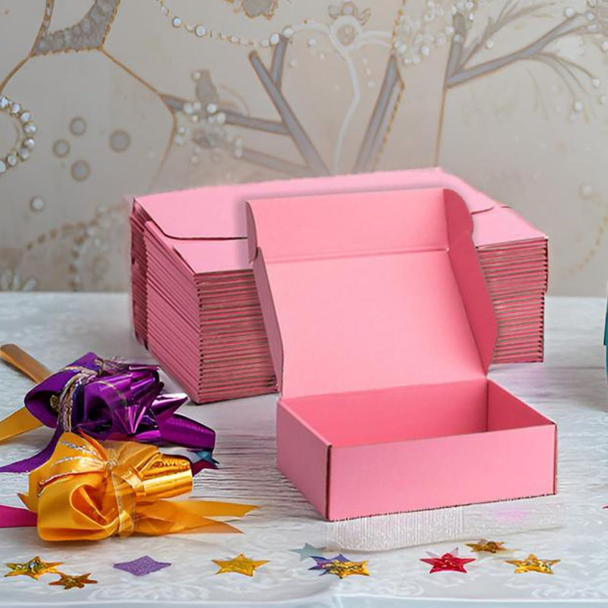 Pink Shipping Boxes 10x8x3 Inches, 20 Pack