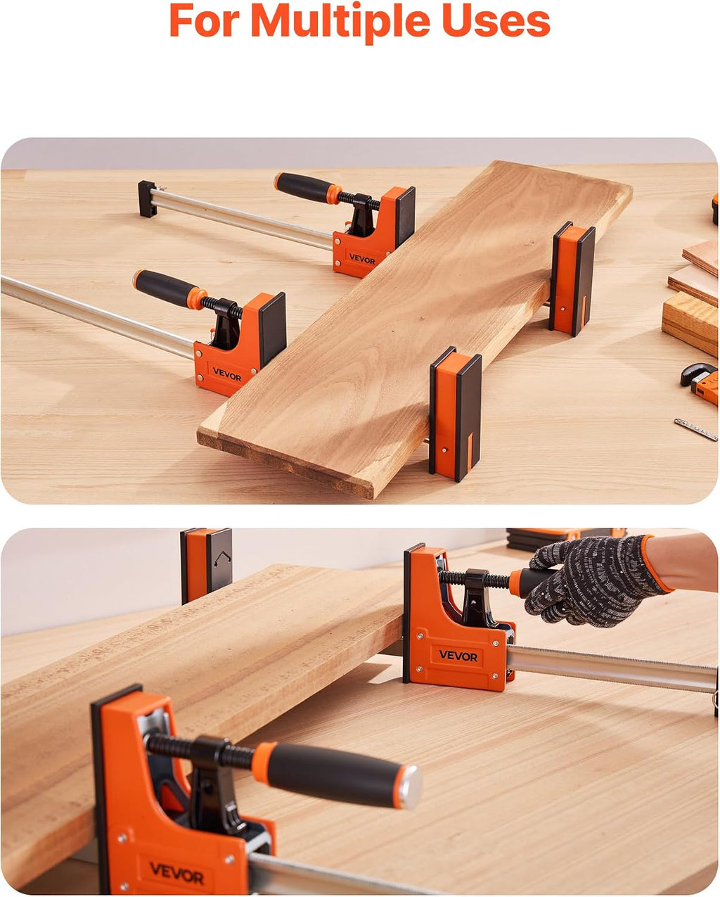 Bar Clamps for Woodworking, 2-Pack 24 inch Parallel Clamp Set, F-Clamp with 1500 lbs Load Limit, Even Pressure