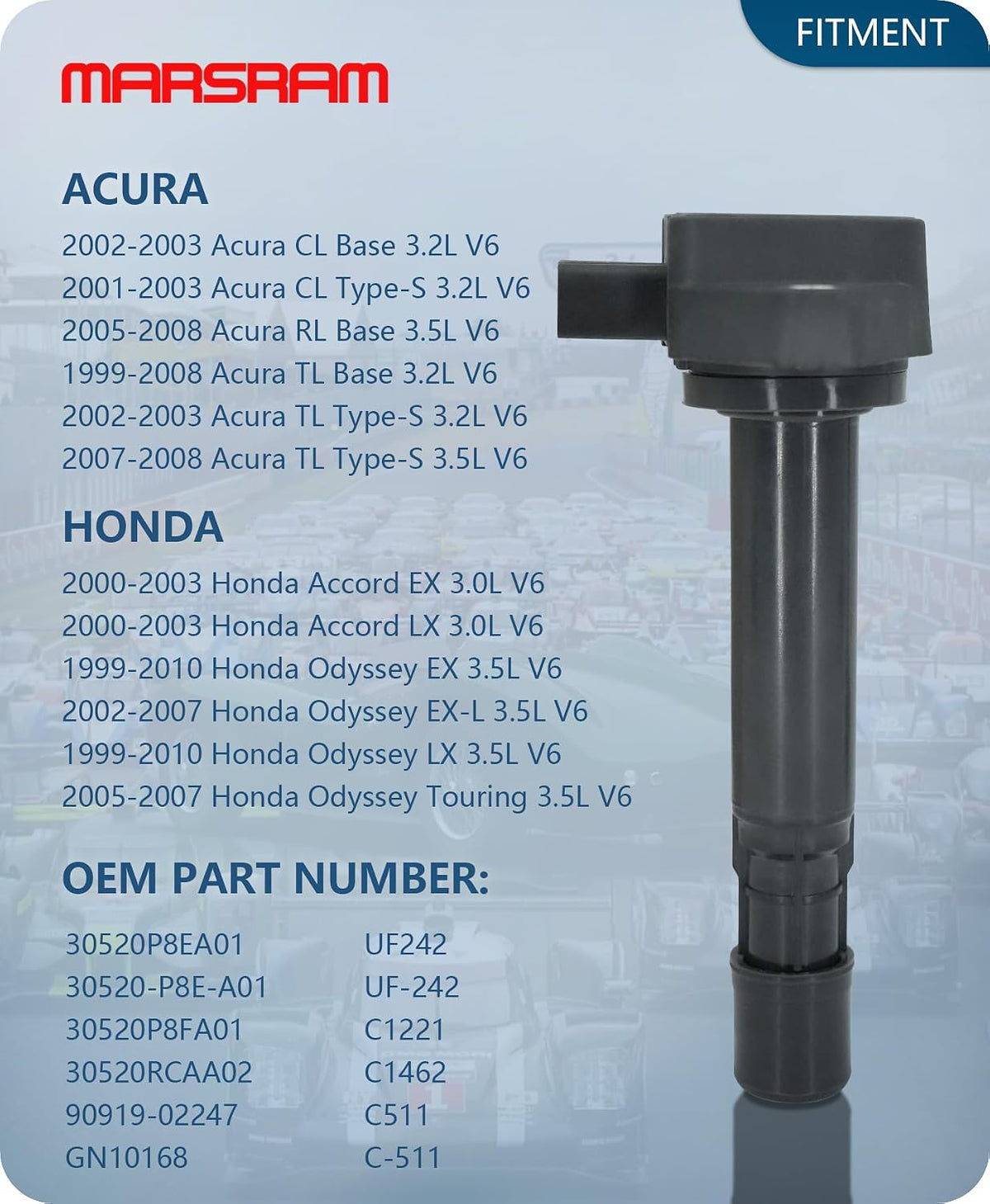 Marsram Ignition Coil Pack UF242 Fit for 1999-2010 Honda Odyssey 3.5L 6Pcs