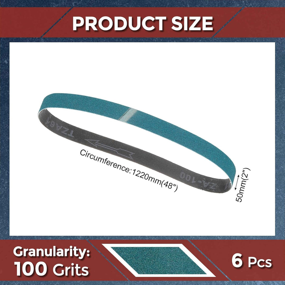 6 Pcs Sanding Belts 2 x 48 Inch 100 Grit Zirconia