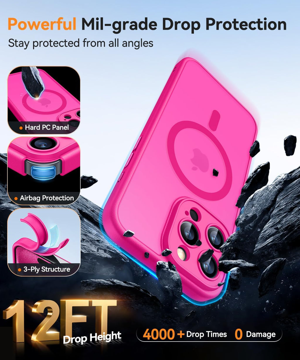 Magnetic Compatible with iPhone 15 Pro Max Case, Upgraded [Full Camera Protection] [Compatible with Magsafe]