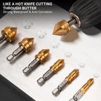 6 Pieces Countersink Drill Bit Set, M35 Cobalt HSS Countersink Drill Bits