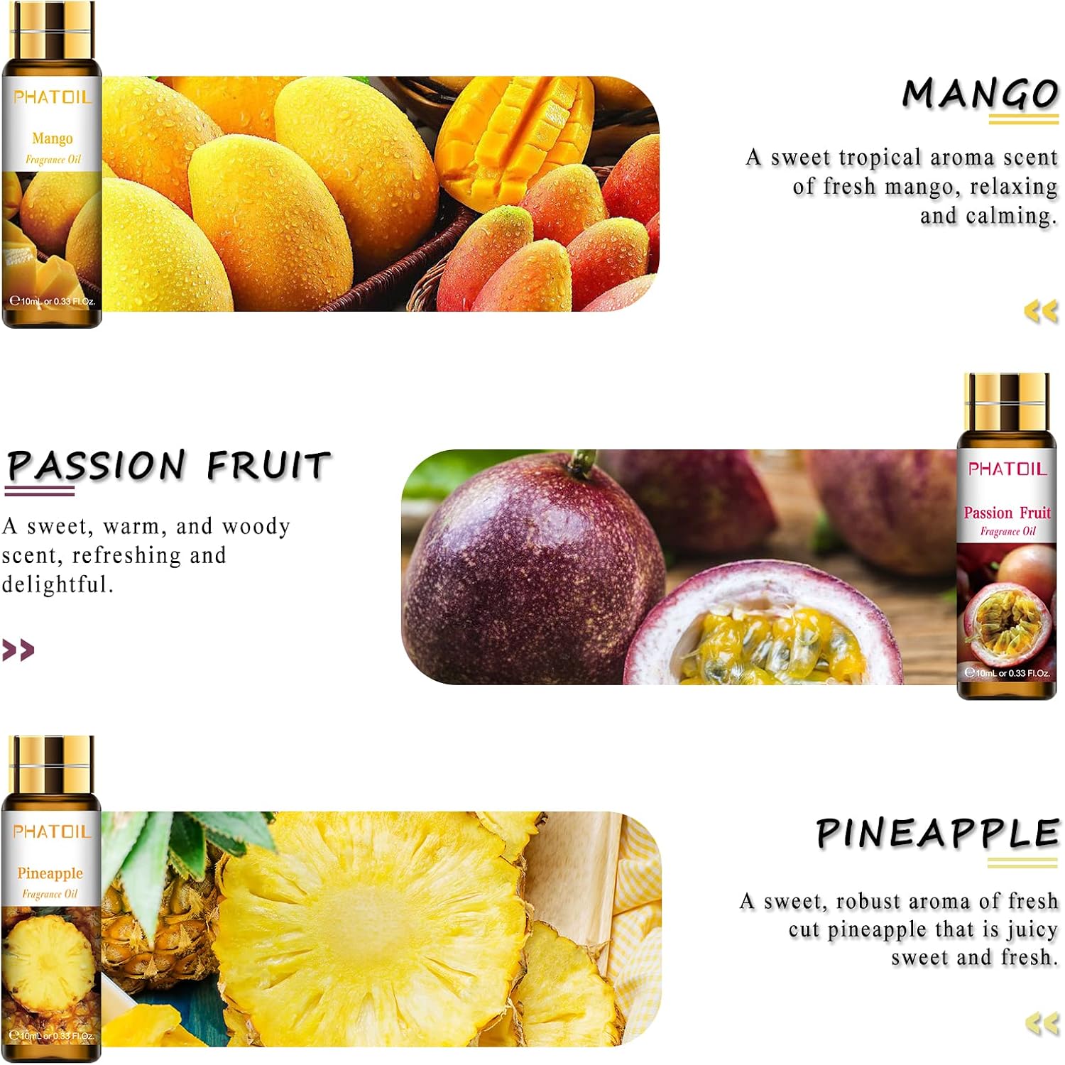 Fruity Fragrance Oil Gift Set for Diffuser, Soap Candle Making | Long-lasting Scent, Fruit Scented, Refresh Space
