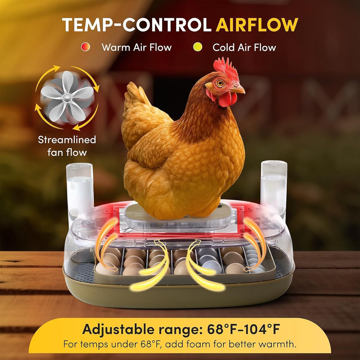 24 Egg Incubator, Incubators for Hatching Eggs with Fully Automatic Turner & Candler, Smart Temperature & Humidity