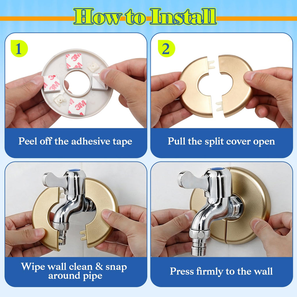 2 Ps Gold Wall Split Flange, 2" ID 4-1/2" OD ABS Pipe Cover Plate