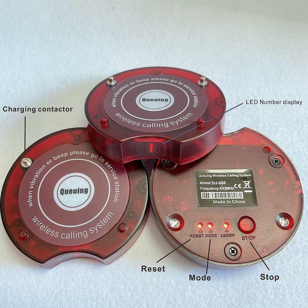 30 Coaster Pagers+1 Keypad Queue Call Pager Restaurant Wireless Calling System Waiter Wireless Guest Paging System
